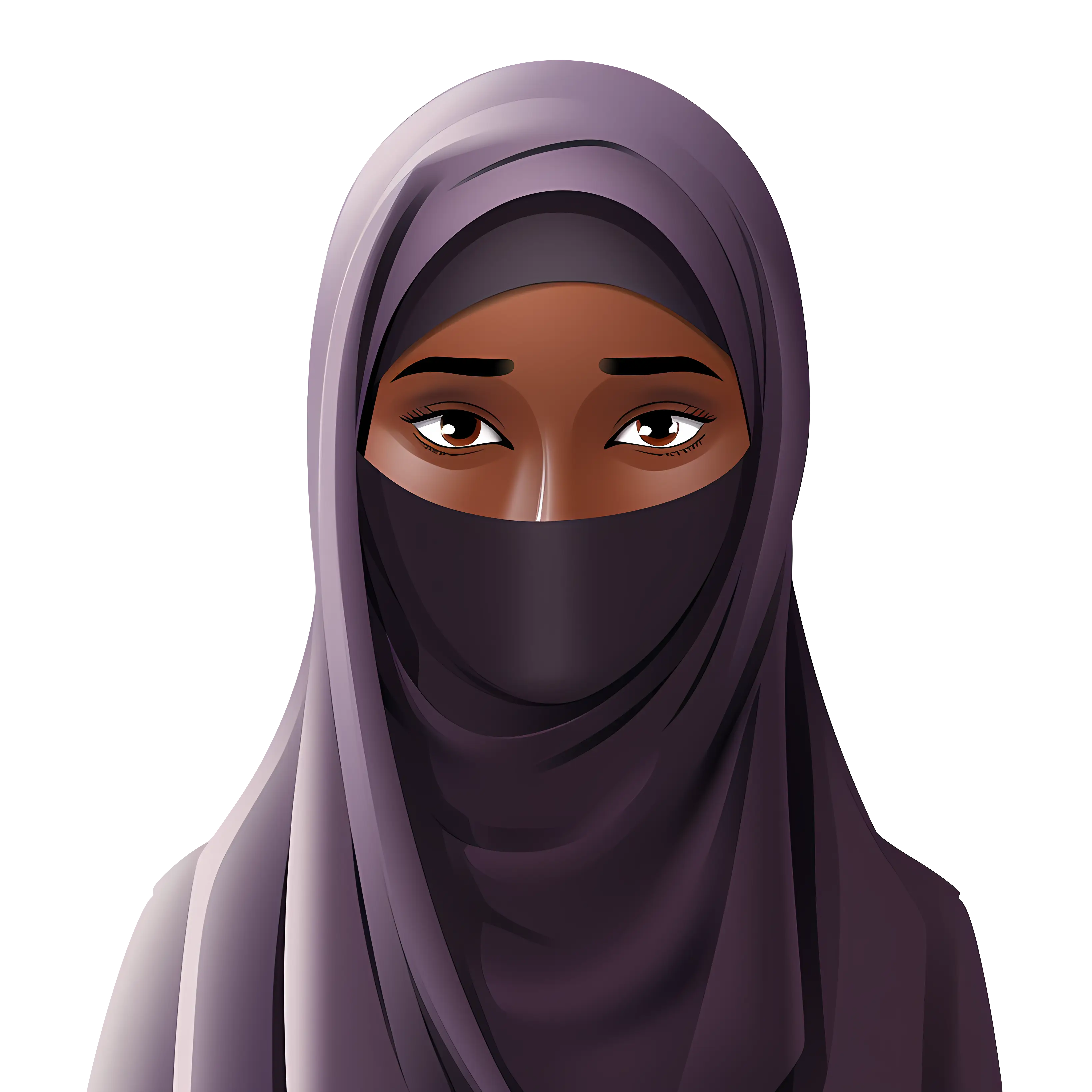 Stylized Woman in Hijab and Veil Illustration