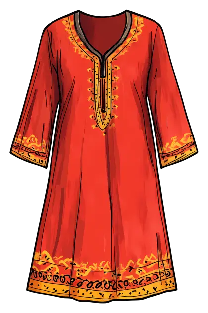 Vibrant Red Dress with Patterns