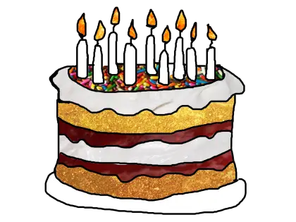 Birthday Cake with Lit Candles