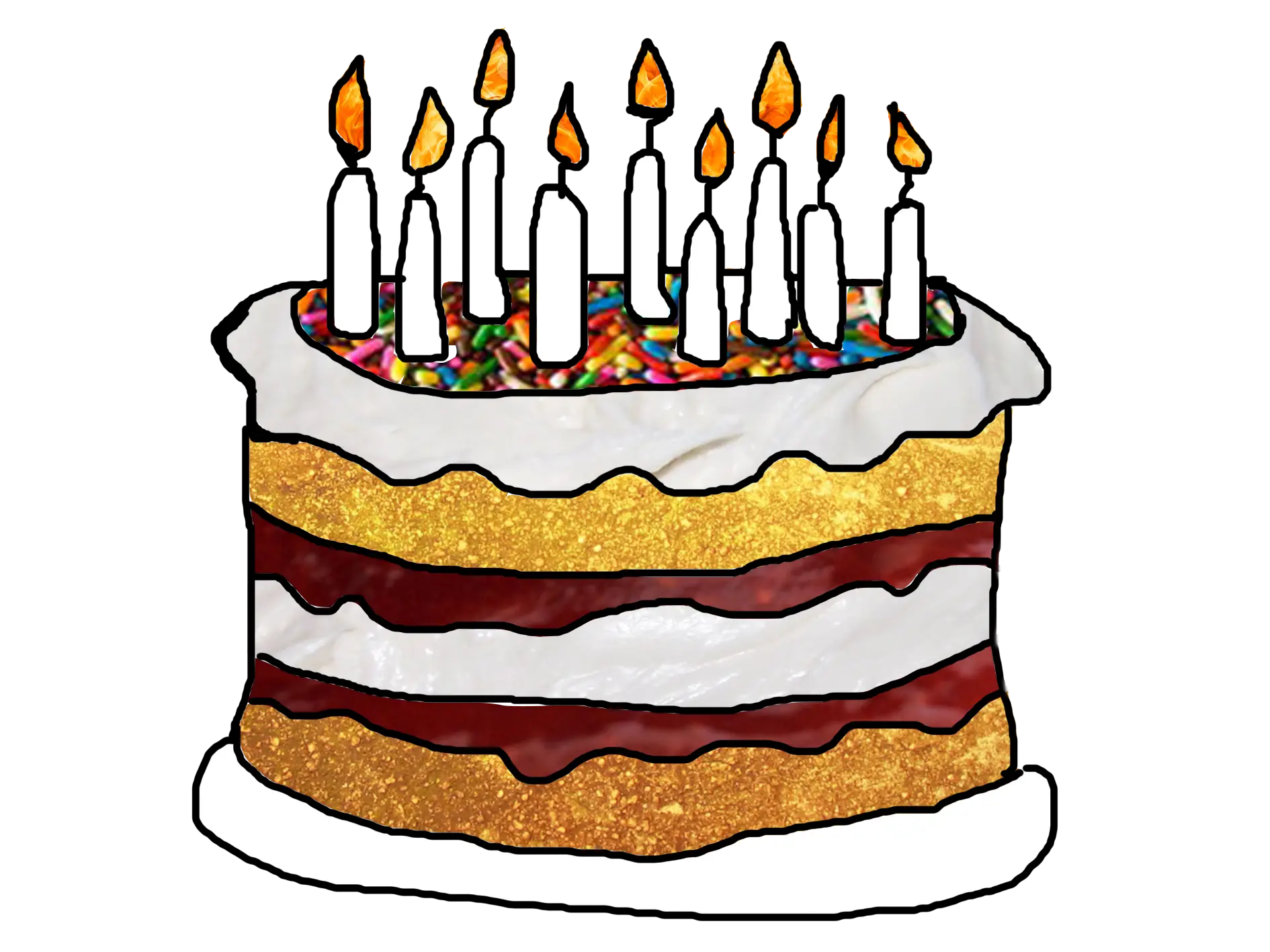 Birthday Cake with Lit Candles