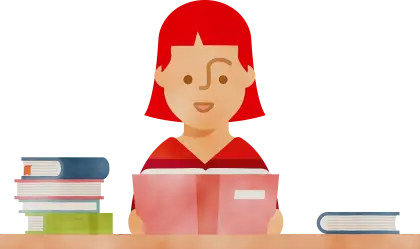Illustration of a Person Reading a Book with Books Nearby