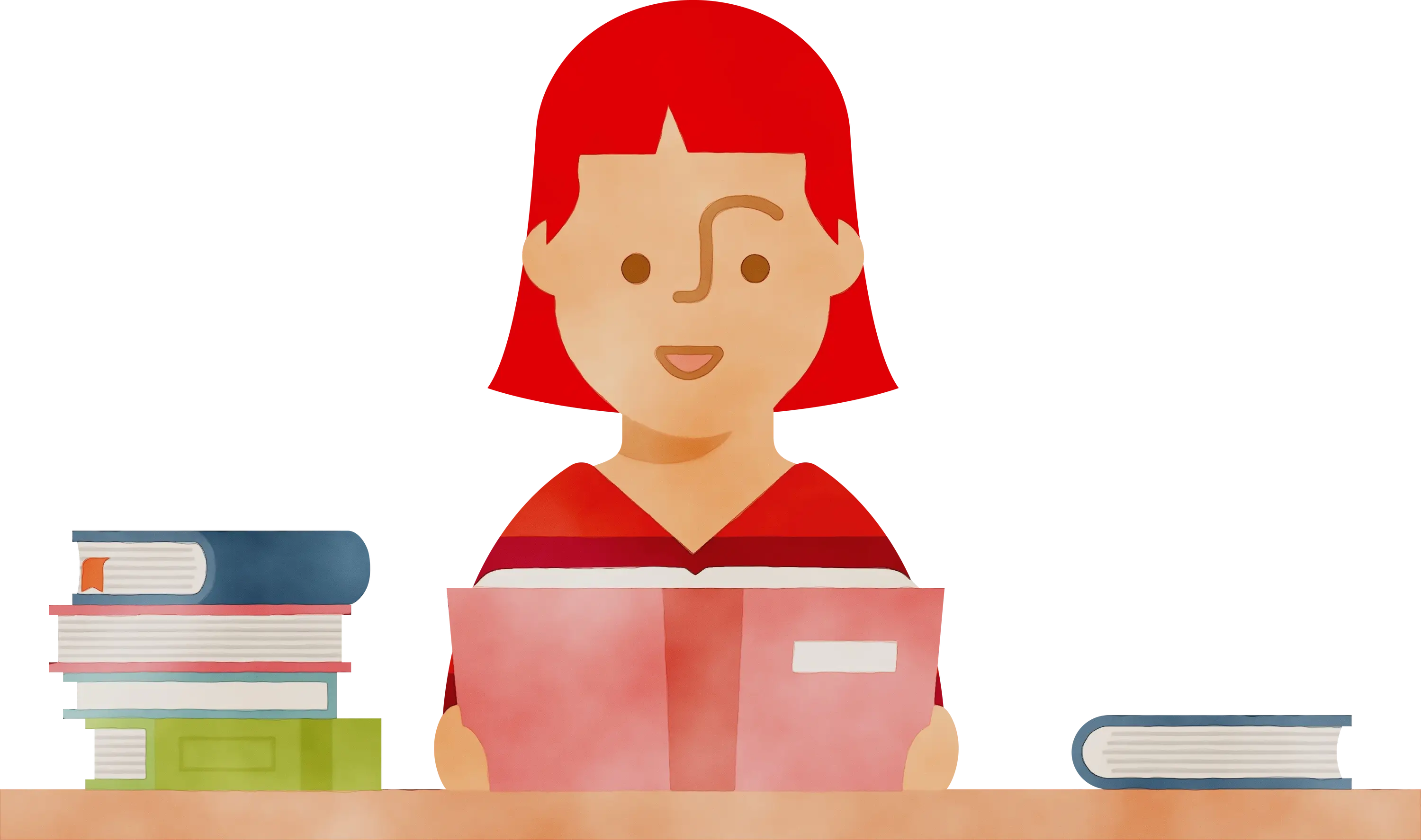 Illustration of a Person Reading a Book with Books Nearby