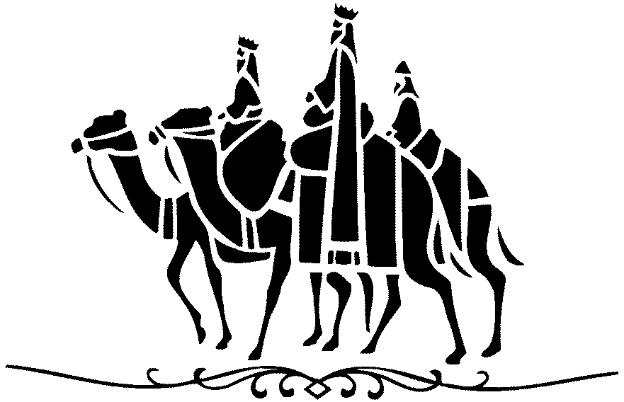 Silhouette of Three Wise Men on Camels