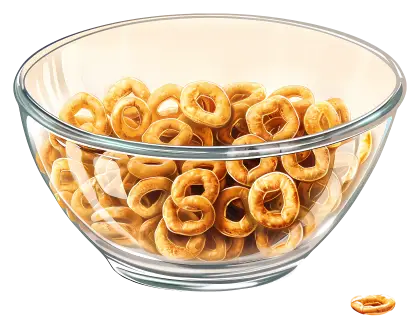 Glass Bowl of Cereal Rings