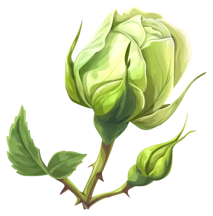Green Rosebud and Budding Stems