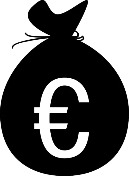 Black Euro Money Bag Icon Symbol