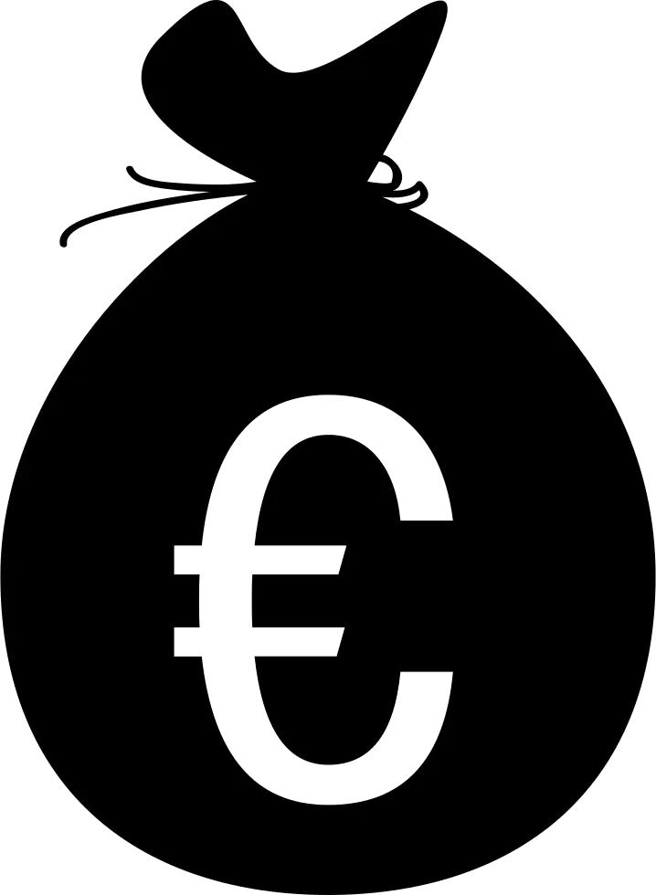 Black Euro Money Bag Icon Symbol