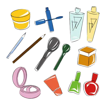 Variety of Beauty and Makeup Tools Illustration