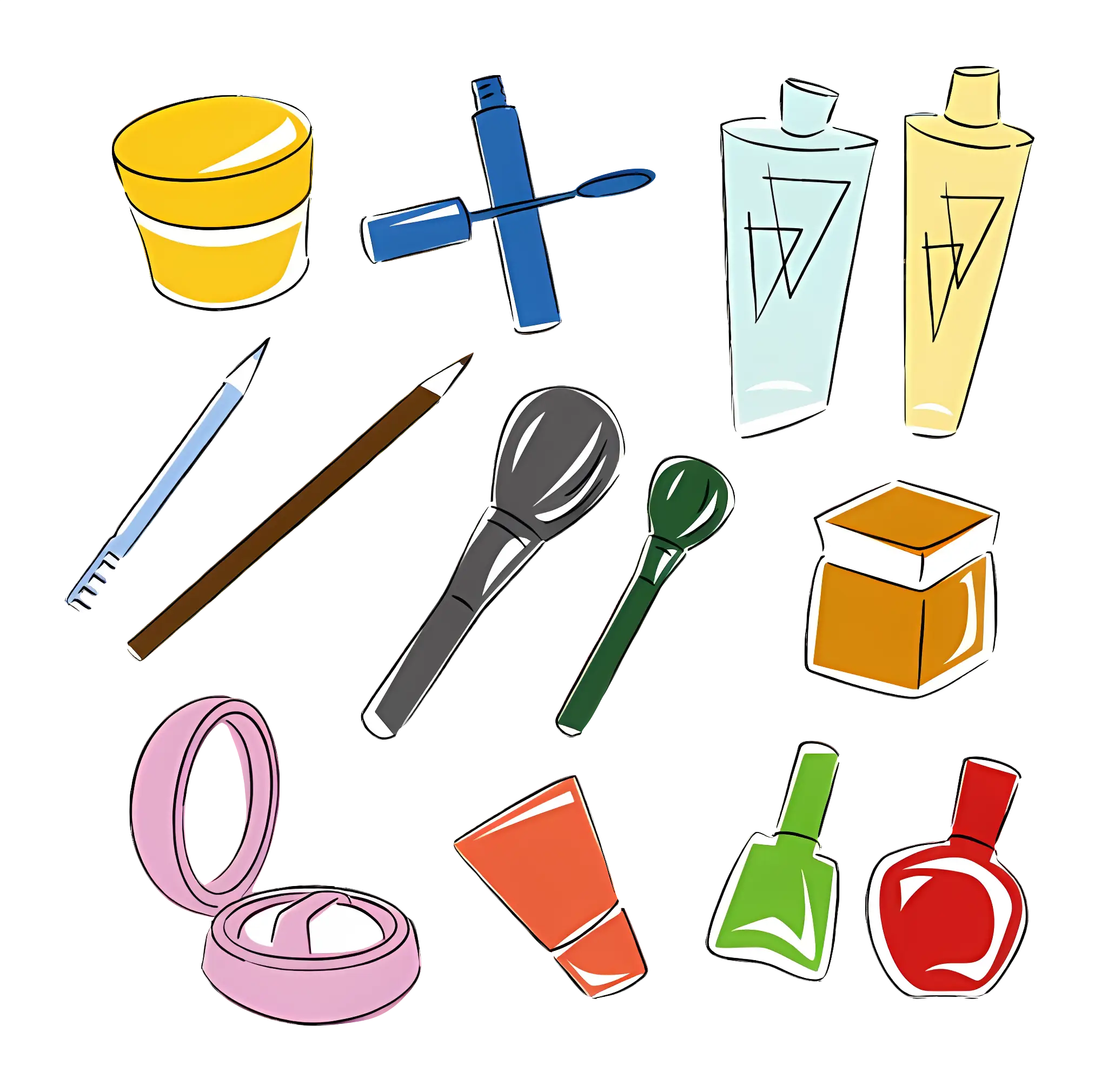 Variety of Beauty and Makeup Tools Illustration