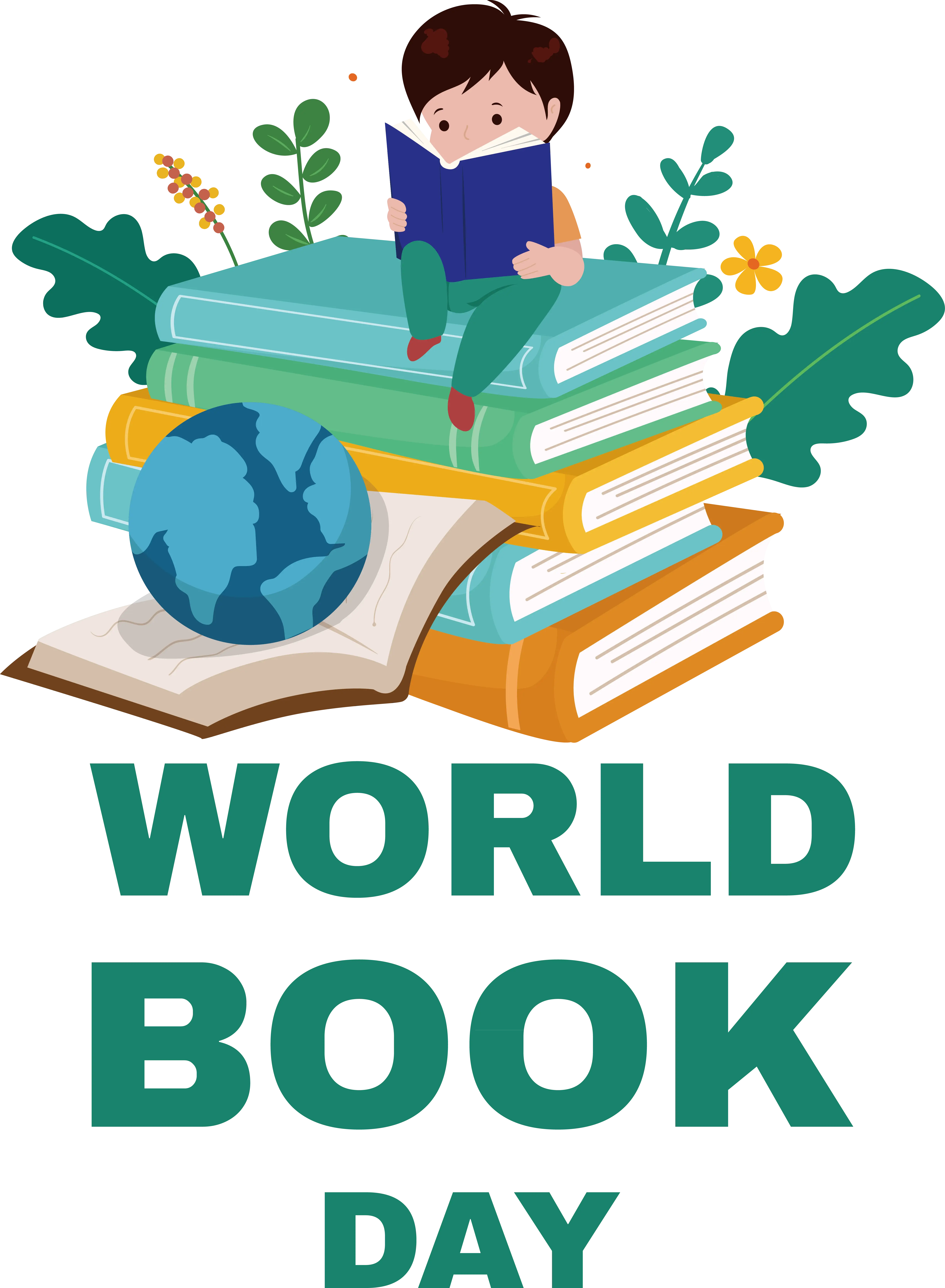 Child Reading on World Book Day Illustration