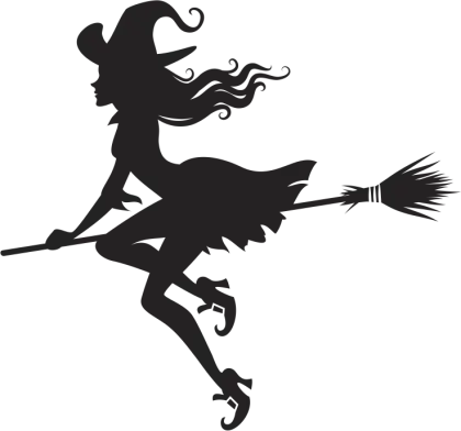 Witch on Broom Silhouette
