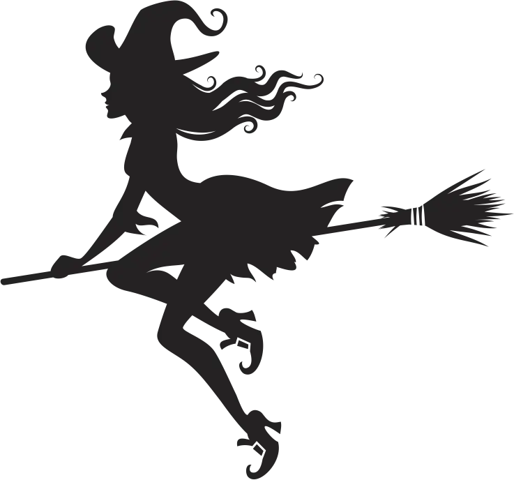 Witch on Broom Silhouette
