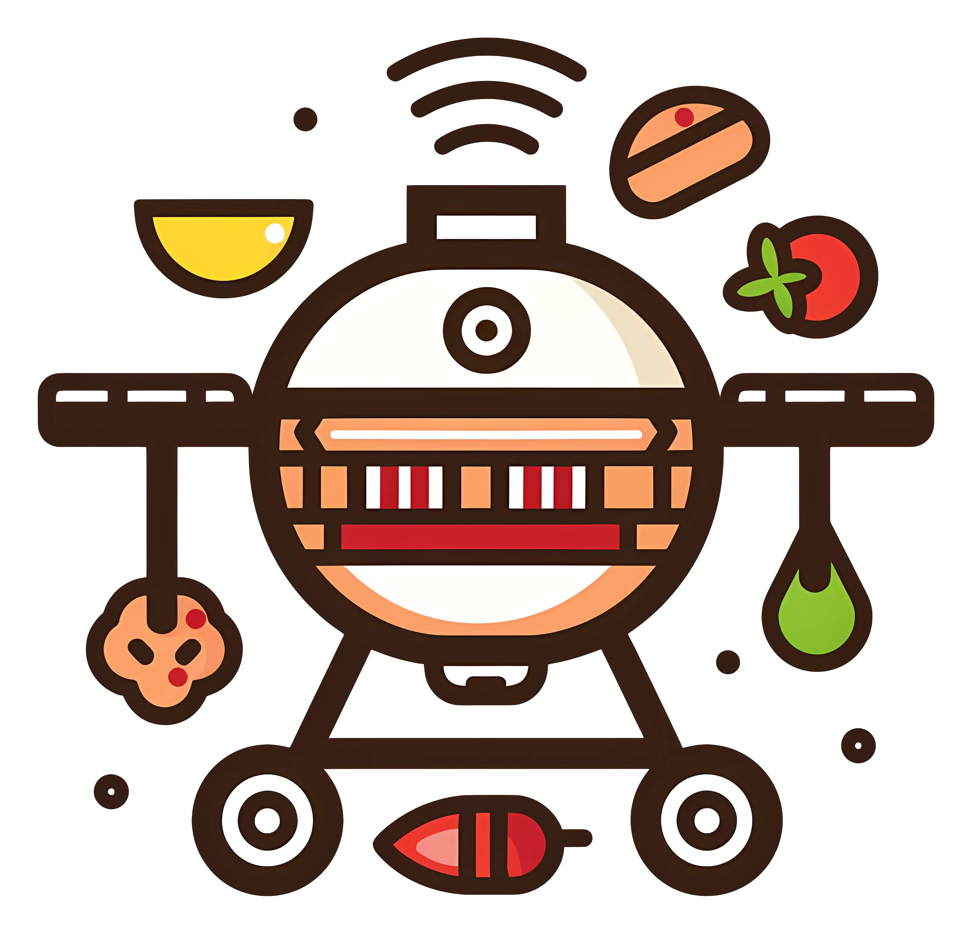 Barbecue Grill with Food Items