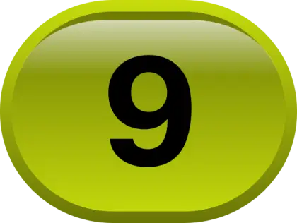 Number Nine in Green Oval Design