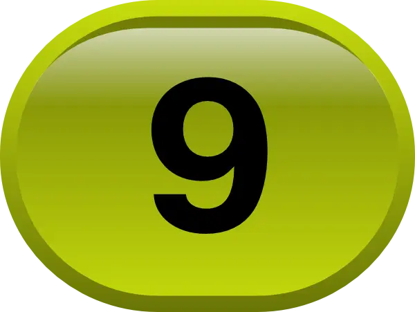 Number Nine in Green Oval Design