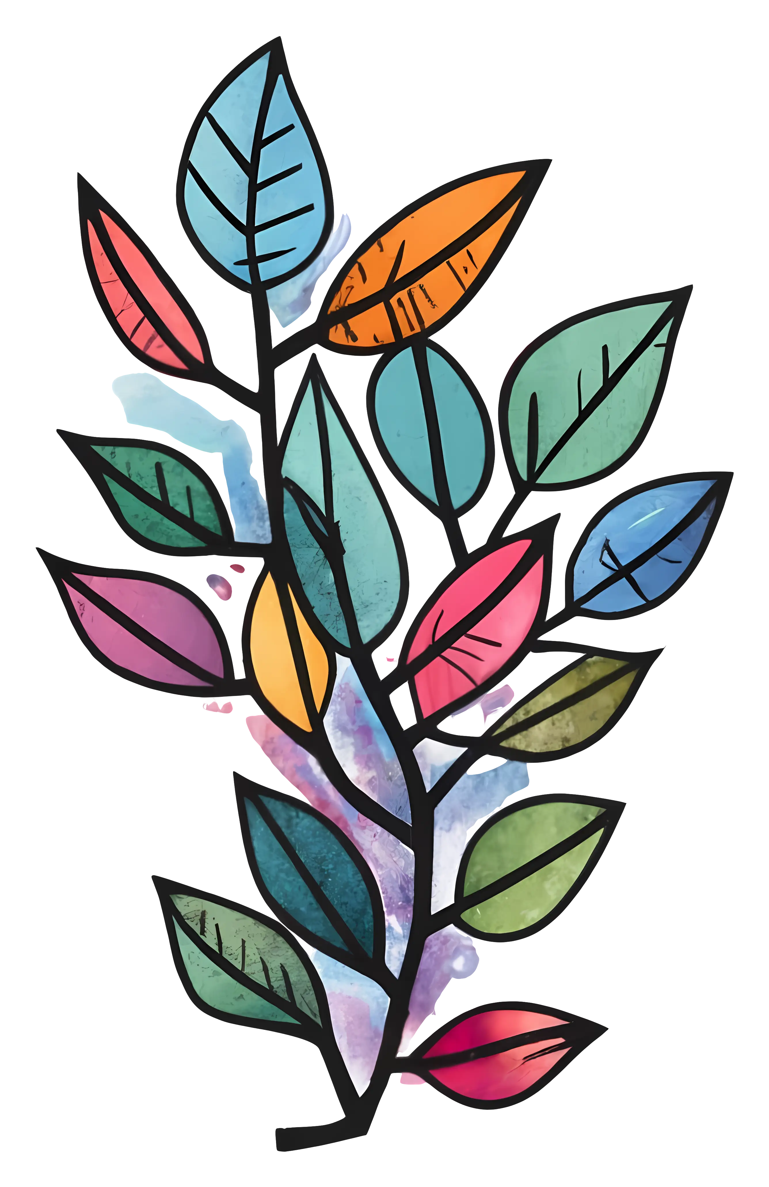 Colorful Illustration of Artistic Leaves