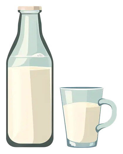 Bottle and Glass of Milk Illustration