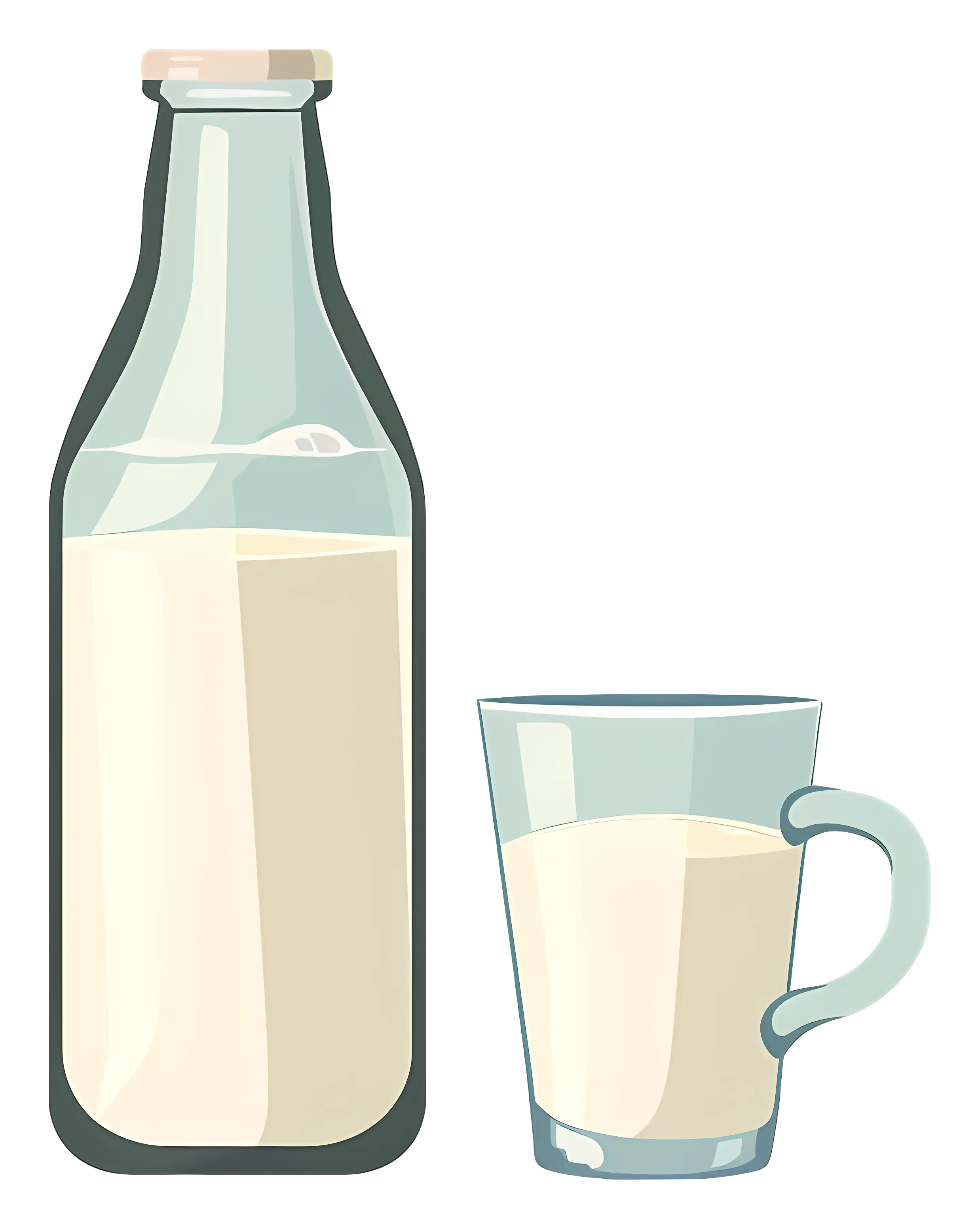 Bottle and Glass of Milk Illustration