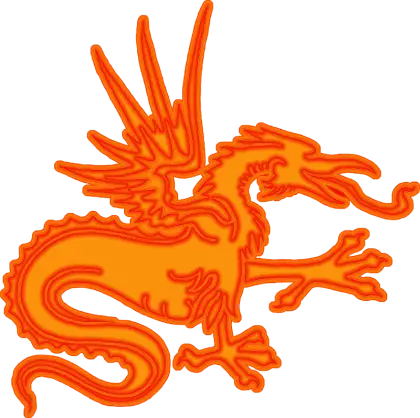 Orange Winged Dragon Mythical Design
