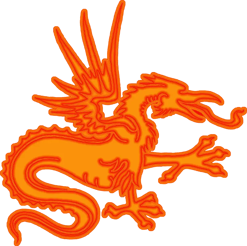 Orange Winged Dragon Mythical Design