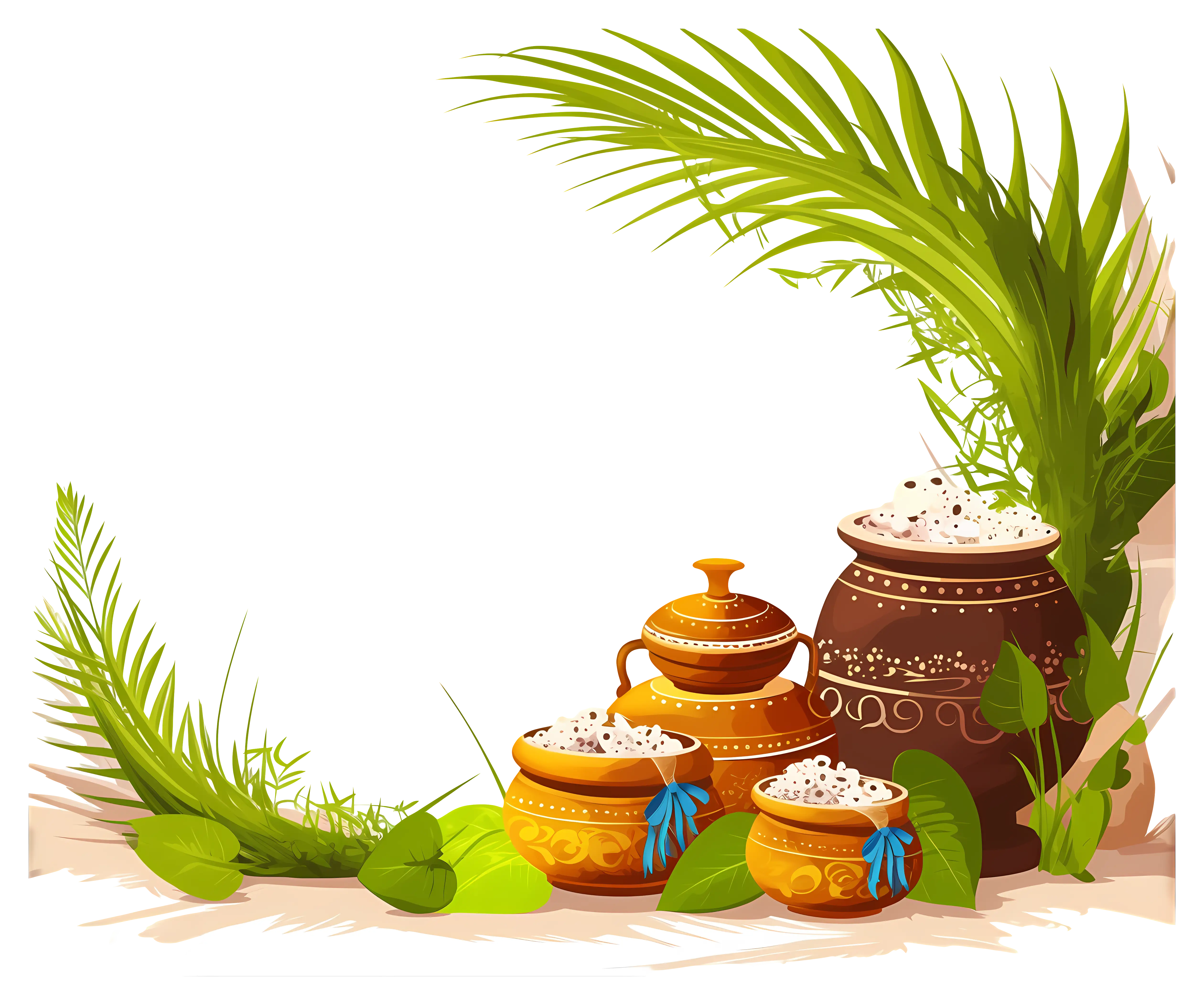 Traditional Clay Pots with Rice