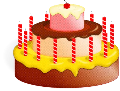 Colorful Tiered Birthday Cake with Candles