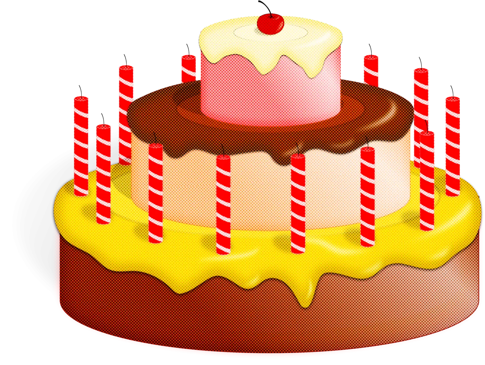 Colorful Tiered Birthday Cake with Candles