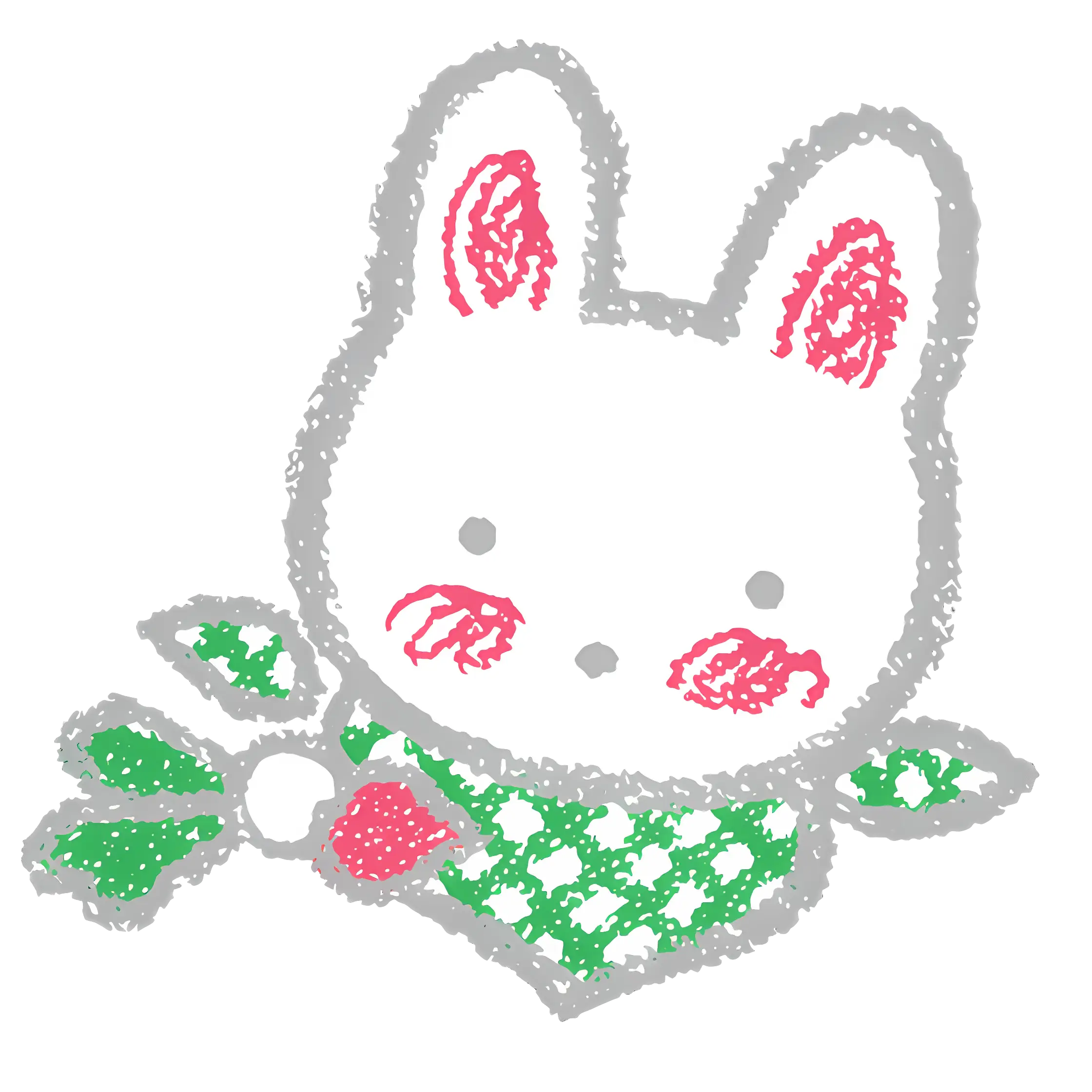 Cute Bunny with Holly in Doodle Style