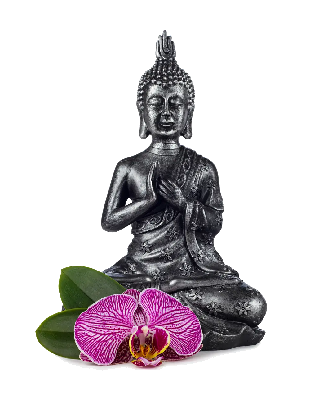 Buddha Statue with Orchid
