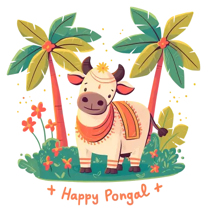 Happy Pongal Decorated Cow