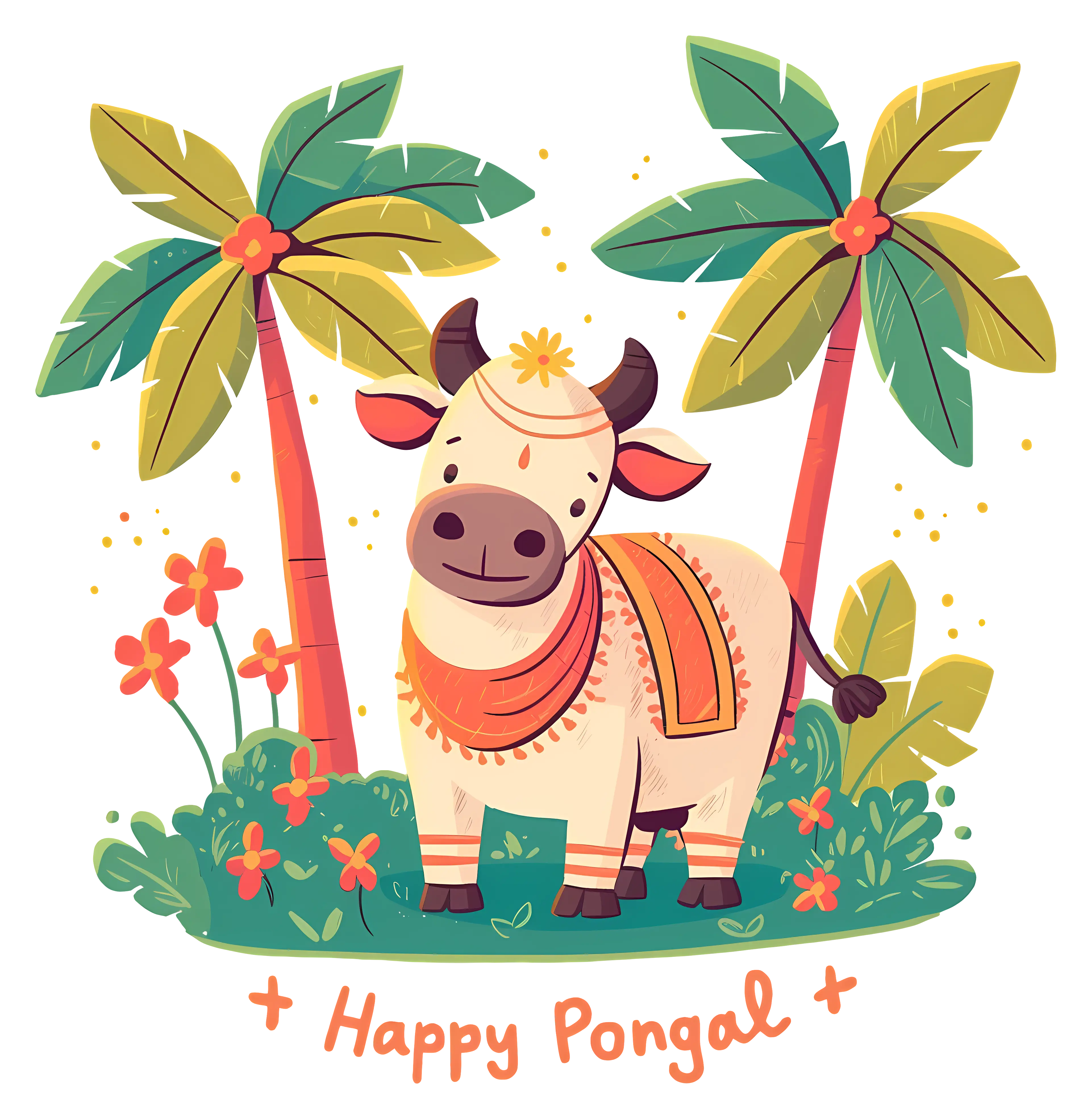 Happy Pongal Decorated Cow