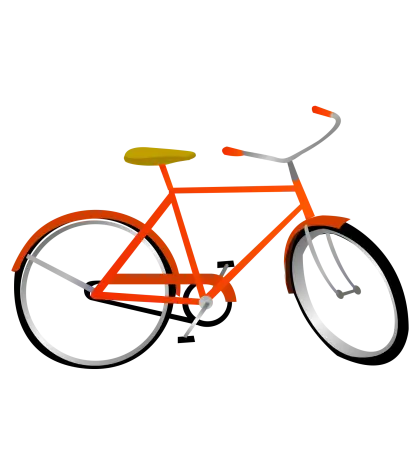 Orange Bicycle with Yellow Seat and Black Tires