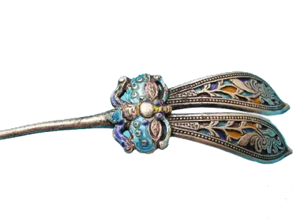 Ornate Blue Dragonfly Hairpin