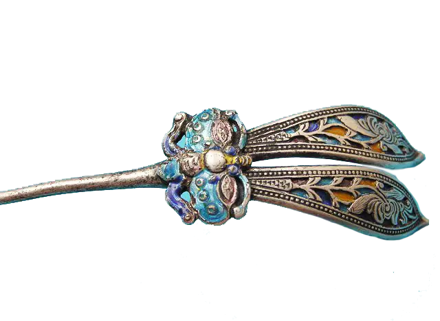 Ornate Blue Dragonfly Hairpin