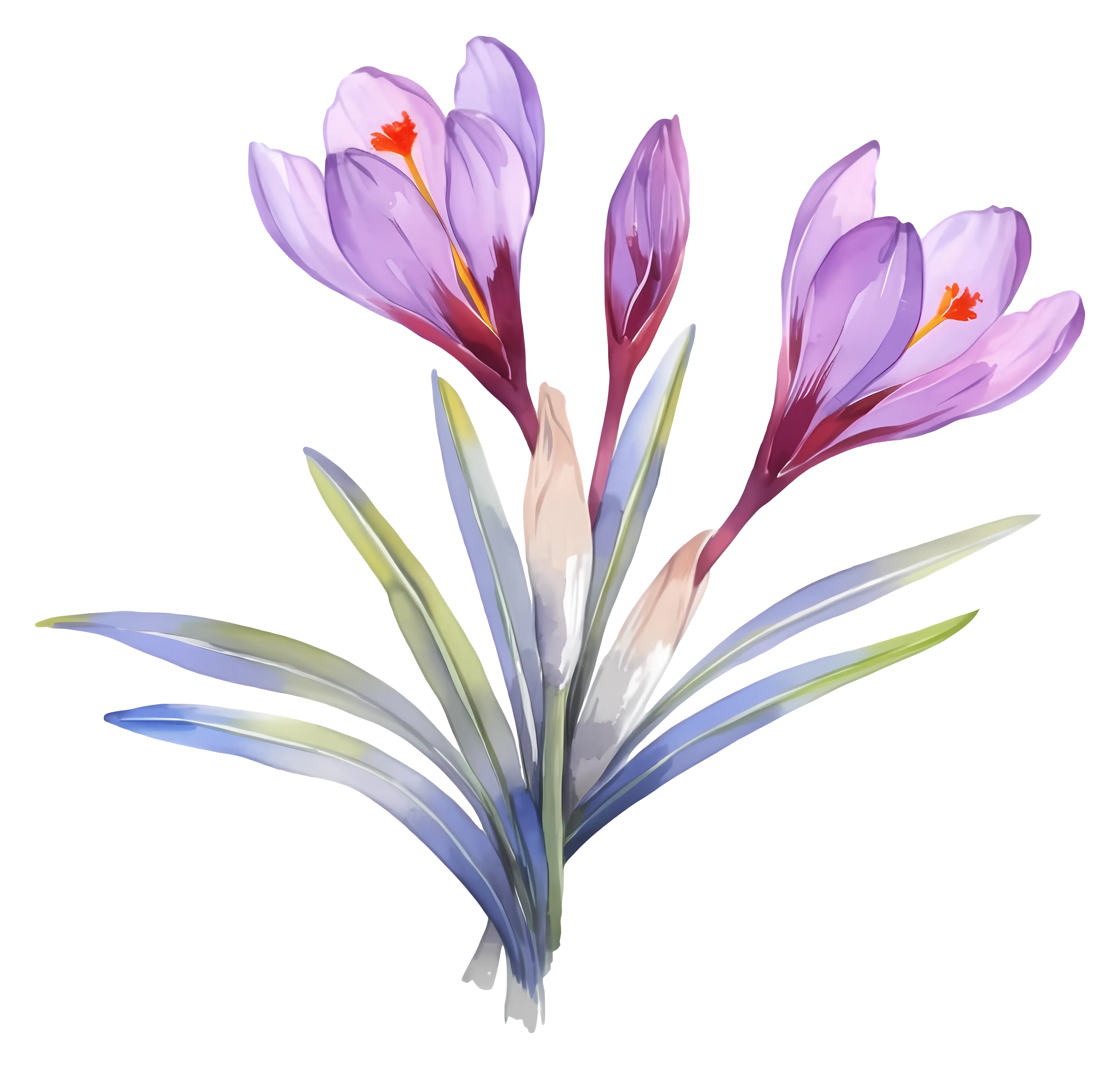 Illustration of purple crocus flowers