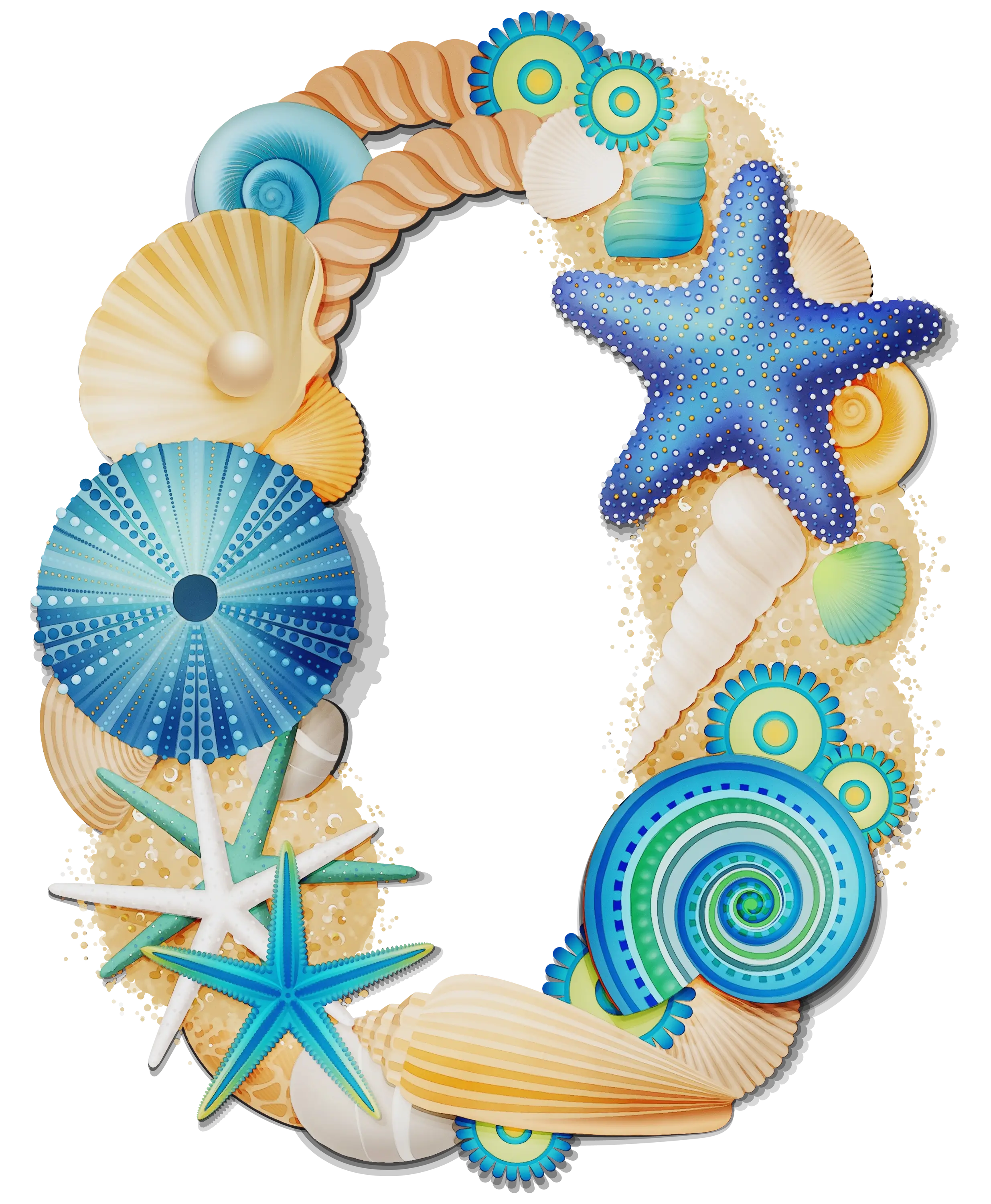 Colorful Starfish and Seashells Beach Decoration