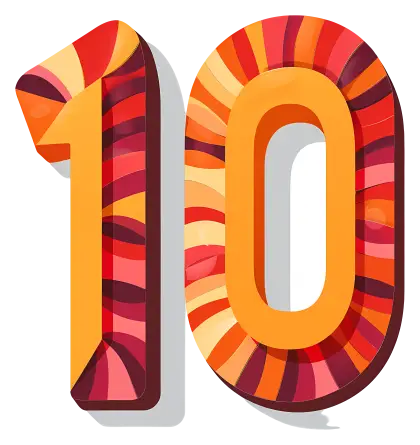 Vibrant Number Ten Illustration with Colorful Design