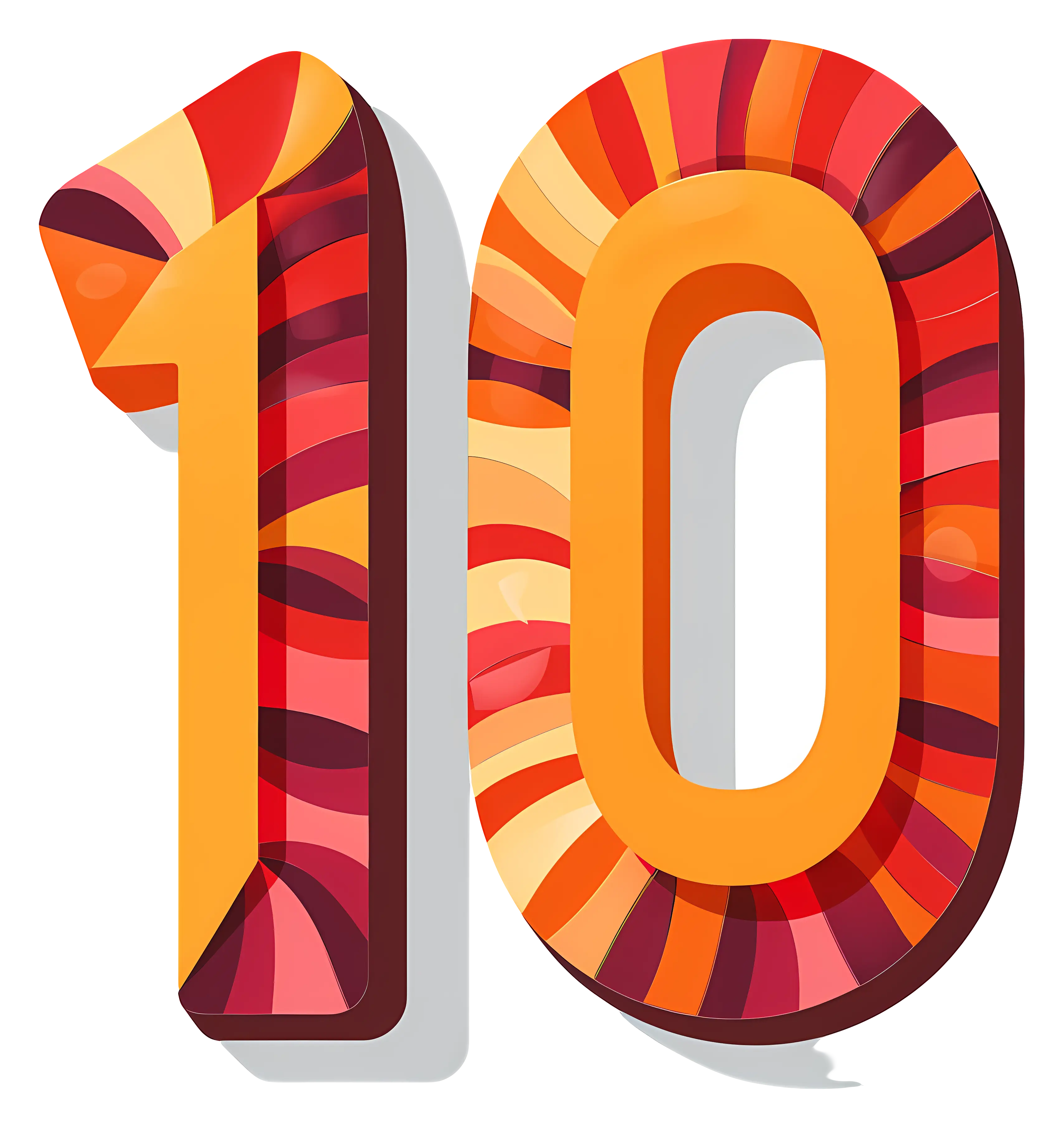 Vibrant Number Ten Illustration with Colorful Design