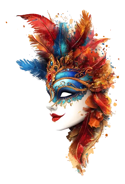 Colorful Carnival Mask with Feathers