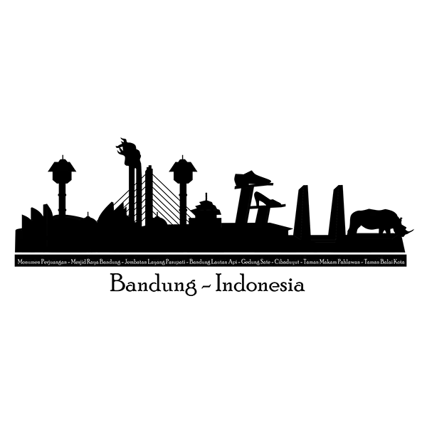 Bandung Indonesia City Skyline Silhouette