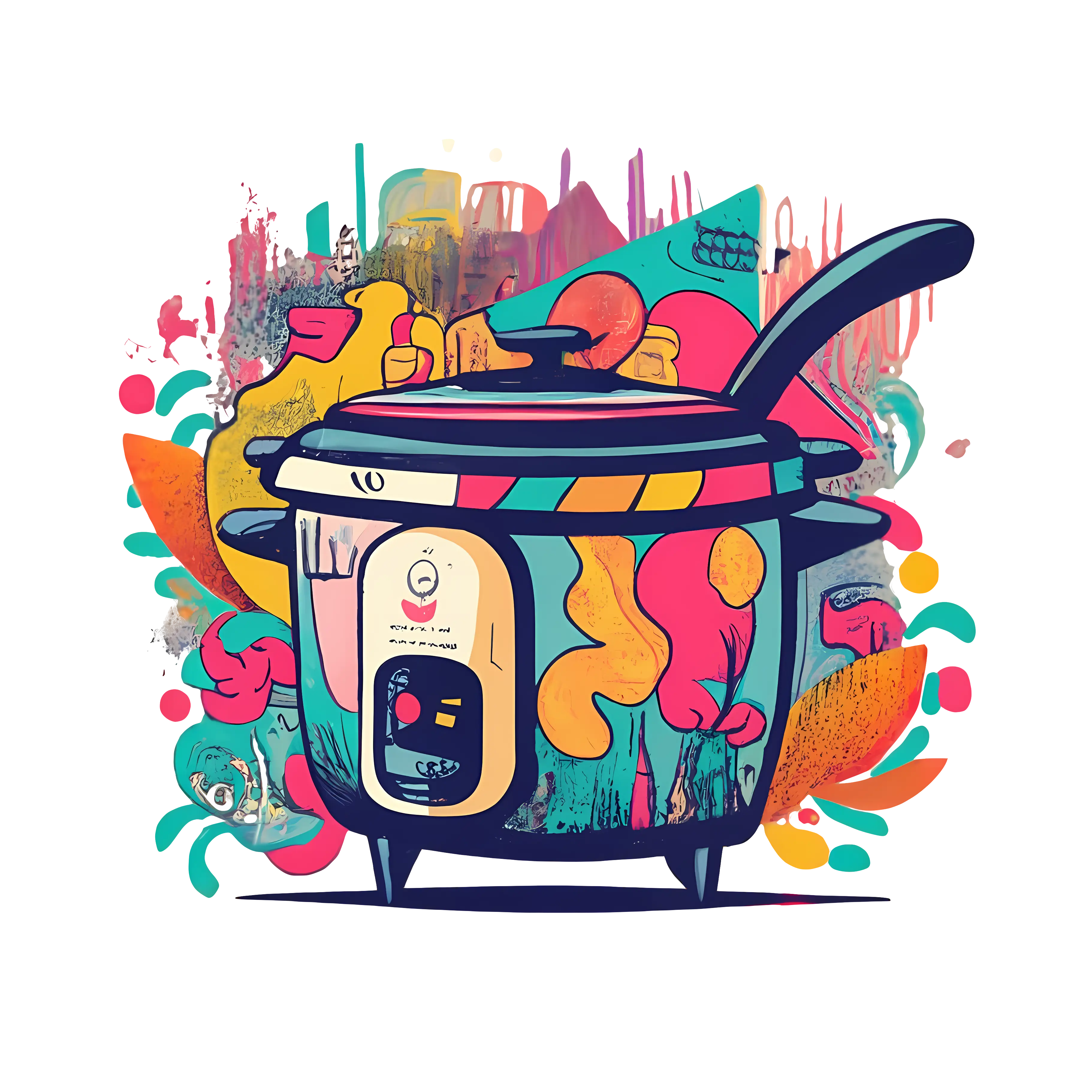 Colorful Rice Cooker with Artistic Design