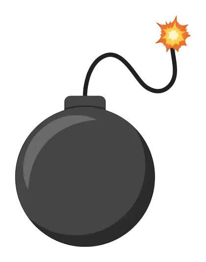 Cartoon Style Bomb with Lit Fuse