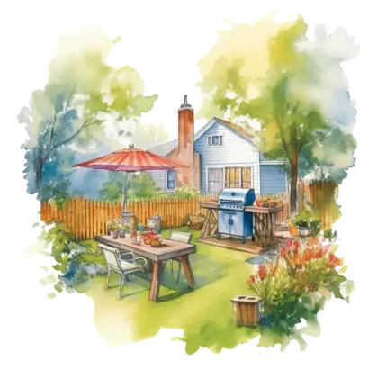 Cozy Backyard with Barbecue