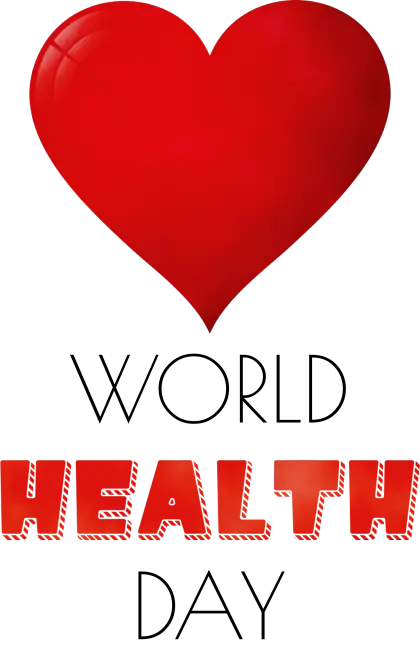 Red Heart with World Health Day Text