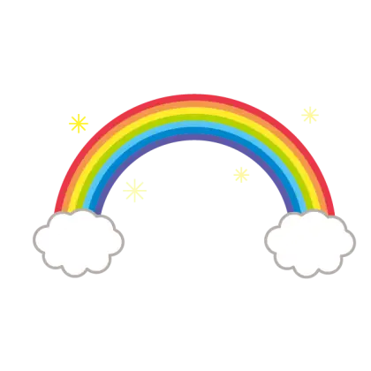 Colorful Rainbow Illustration with Fluffy Clouds