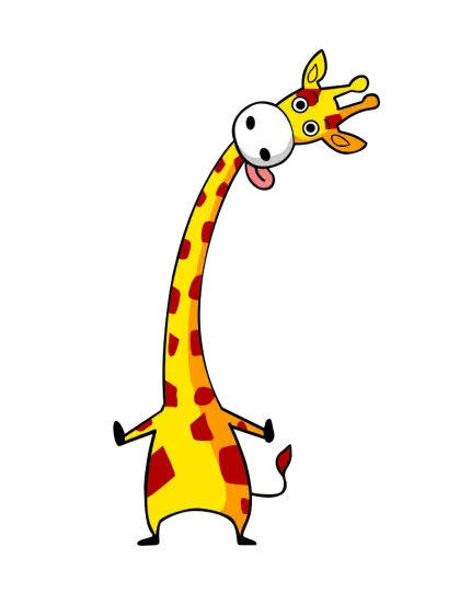 Cute Cartoon Giraffe with Long Neck