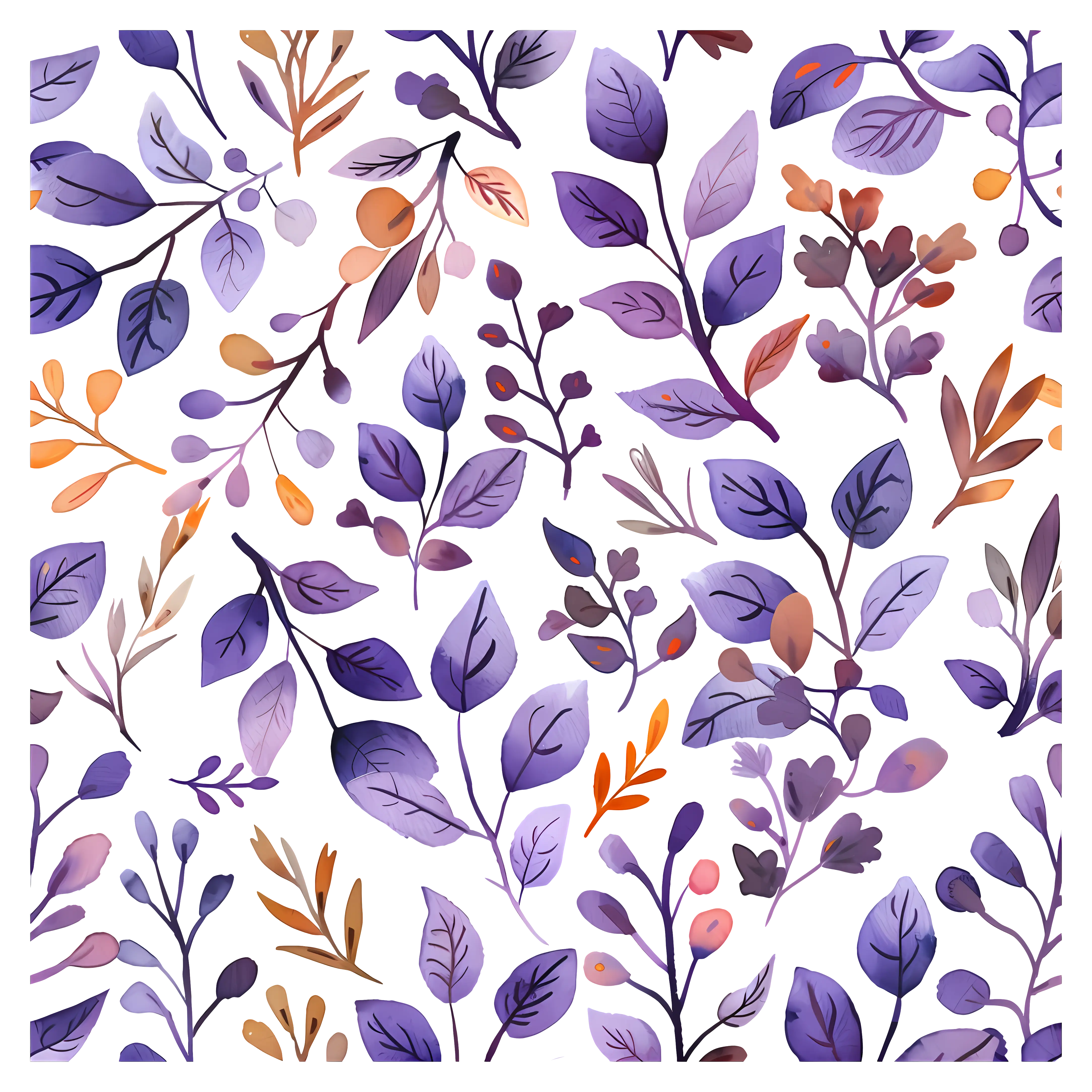 Watercolor Leaves Pattern Illustration