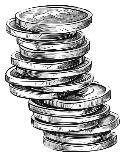 Sketch of a Stack of Bitcoins for Cryptocurrency Concept