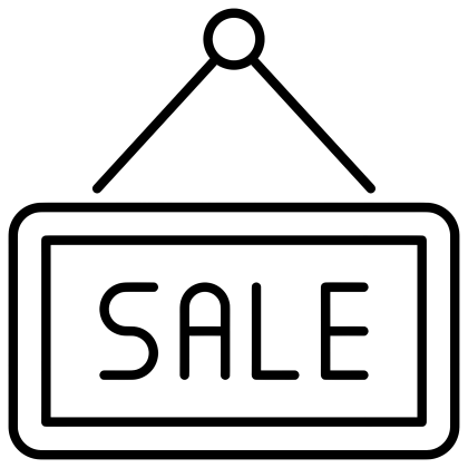Minimalistic Black Sale Signboard Icon