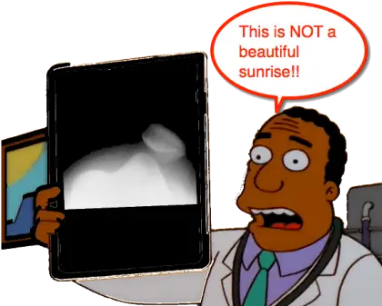 Cartoon Doctor with X-ray and Speech Bubble